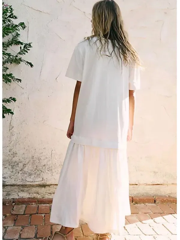 Free People Beach Herron Drop-Waist Maxi Dress Size Large White - Image 3