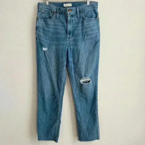 Madewell‎ The Perfect Vintage High Rise Distressed Raw Hem Jeans Women's Size 31 - Image 5