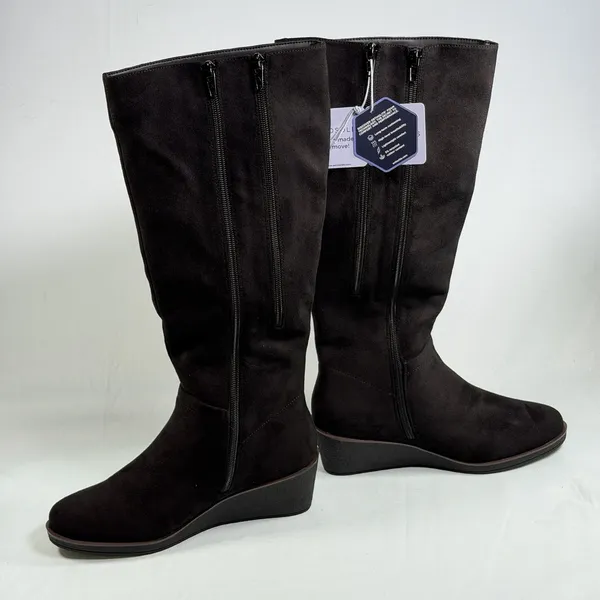 Aerosoles‎ Size-7.5M Women's Binocular Shearling Tall Boots Faux Suede Black - Image 6