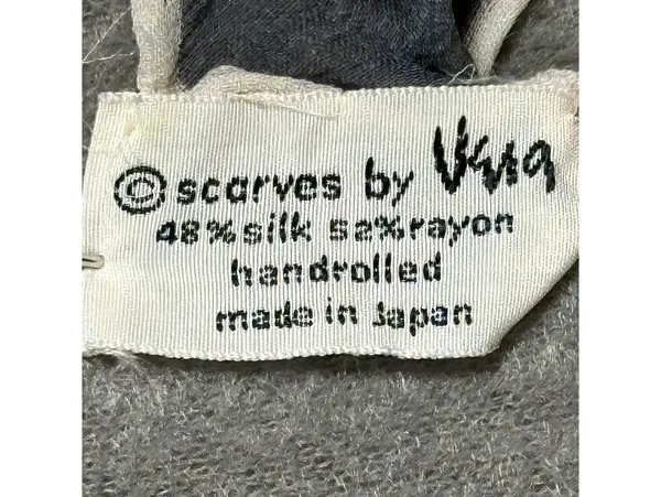 Vintage 70's Vera Neumann Vintage Pink, White, and Gray Striped Scarf - Image 7