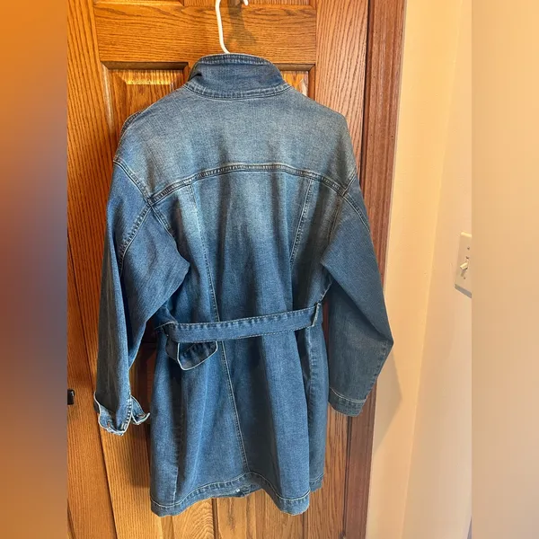Denim Shirt Dress Plus Size 16 Stretch Belt Eloquii Sz 16 - Image 5