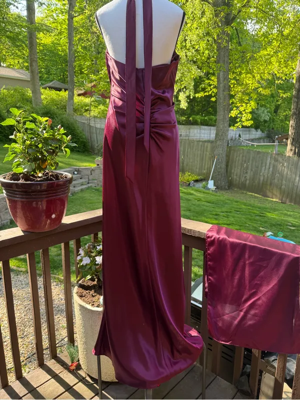 Aspeed Women's Formal Tube Dress Burgundy Satin XL X-Large - Image 6