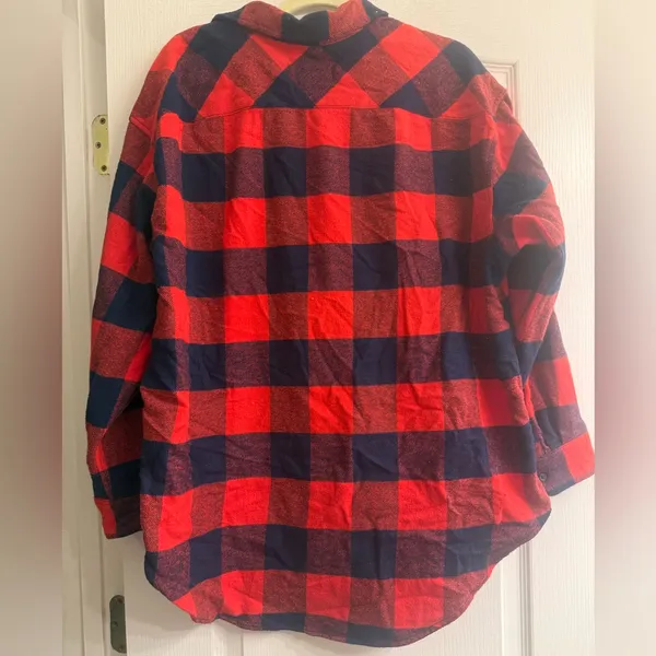 Aerie LumberJane Red & Blue Buffalo Plaid Soft Brushed Flannel Shirt - size M - Image 6