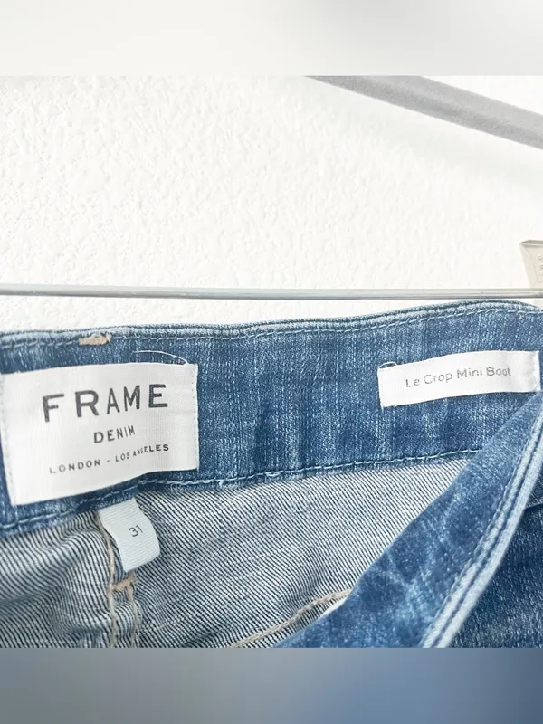 FRAME Le Crop Mini Boot Light Wash Cropped Denim High Rise Jeans - Image 6