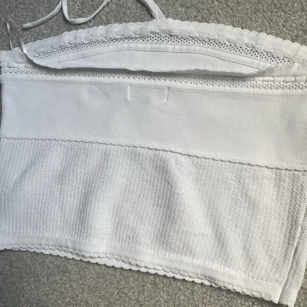 Meshki Knit Tube Top Scalloped Edges Cottagecore Boho White Women's Size Large - Image 3