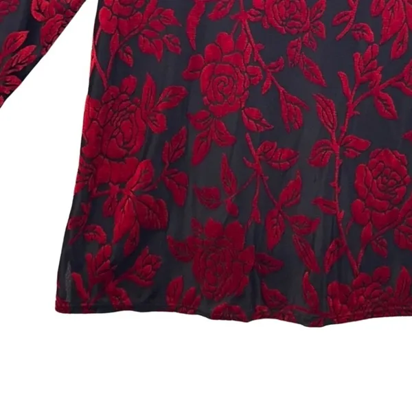 Cato 90s Womens Top Small Whimsigoth ‎ Goth Red Dark Romantic Velvet Burnout - Image 5
