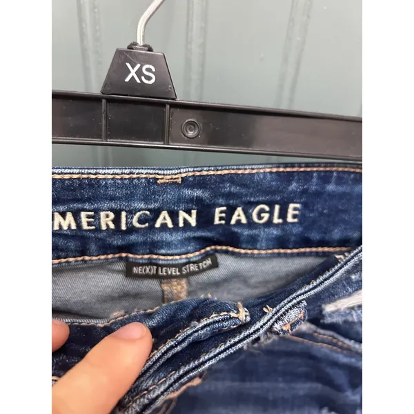 American Eagle Ne(x)t Level Stretch Distressed Denim Shorts Dark Wash 00 - Image 4