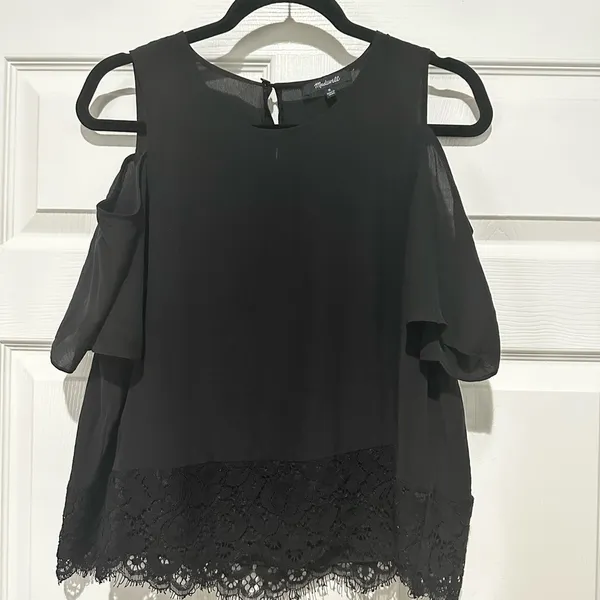 Madewell Black Asymmetrical Cut‎ Out Blouse whimsygoth gothcore romantic - Image 2