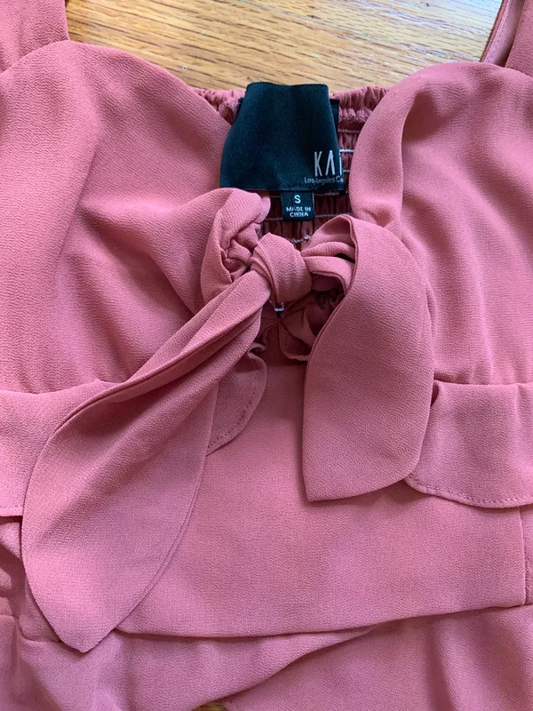 Mauve Boutique Ruffle Tie Top Pink - Image 3