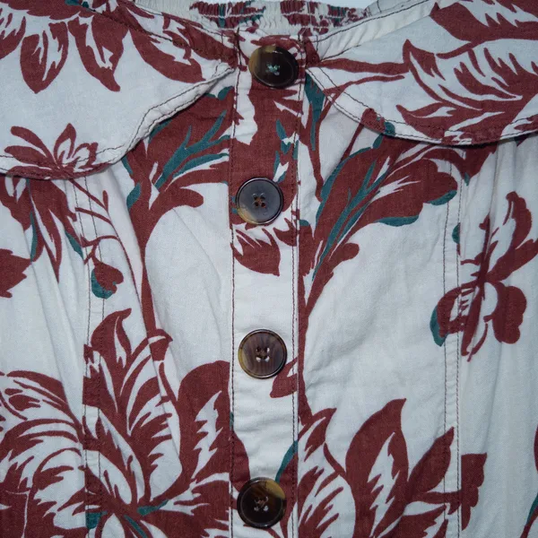 Anthropologie Cream & Red Floral Oahu Off The Shoulder Midi Dress Size 6 - Image 5