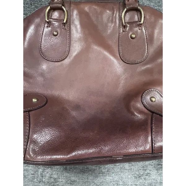 Banana Republic Brown Leather Bowling Satchel Bag Brass Buckles Y2K Slouchy - Image 10