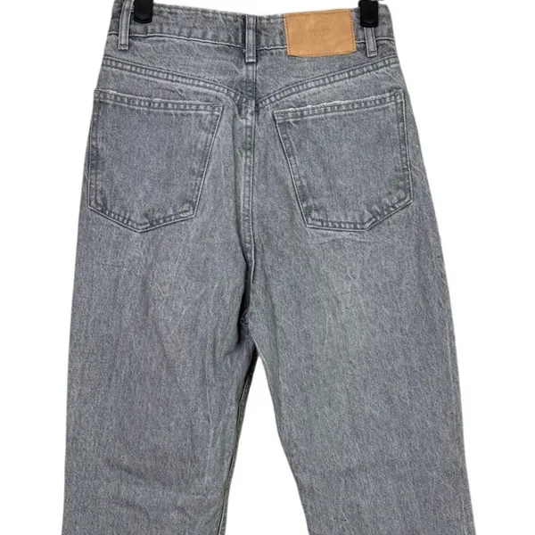 ZARA Straight Leg High Waisted Distressed Jeans Raw Hem 2 Rinsed Black #3900 - Image 6