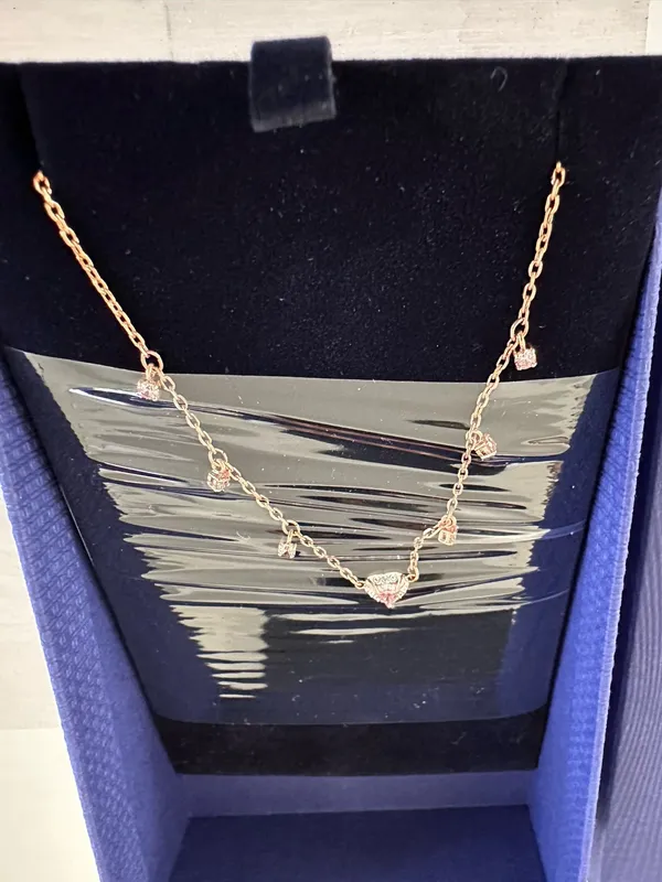 swarovski rose gold plated heart crystal necklace choker - Image 6