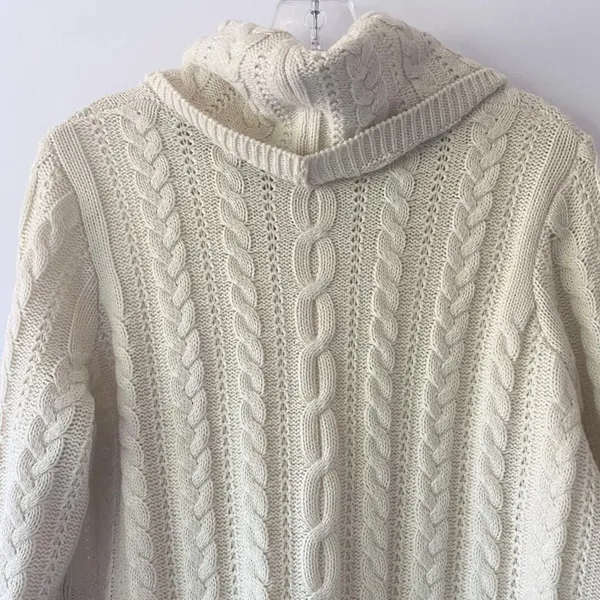 BB Dakota Alaska‎ Womens L Cable Knit Cowl Neck Sweater Dress Ivory Cream - Image 8