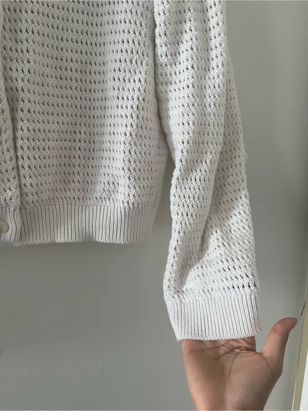 Banana Republic White Knit Button Up Cardigan XL 100% Cotton Coastal Beach - Image 4