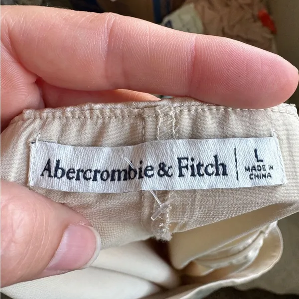Abercrombie & Fitch Cream Satin Mini Skirt Womens L Classic Preppy Coquette - Image 10