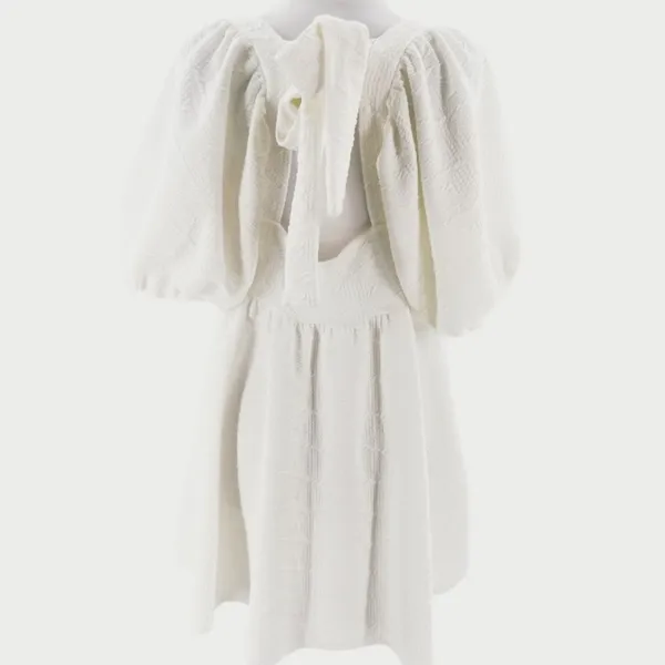 Free people violet puff sleeve tie back mini‎ dress white sz S - Image 11