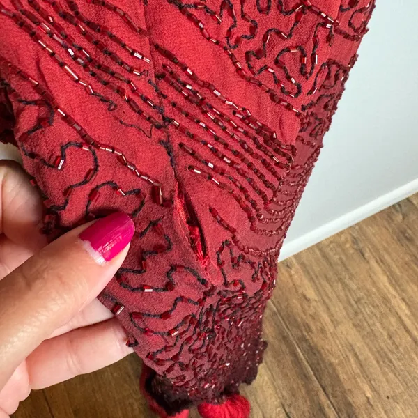 Vintage Y2K silk beaded ombre formal dress - Image 8