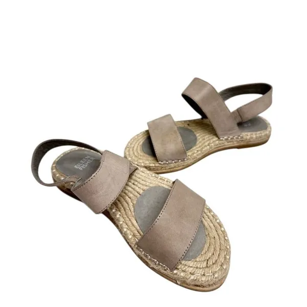 Eileen Fisher Sandals‎ Size 6 Gray Slingback Espadrille Open Toe Shoes - Image 6