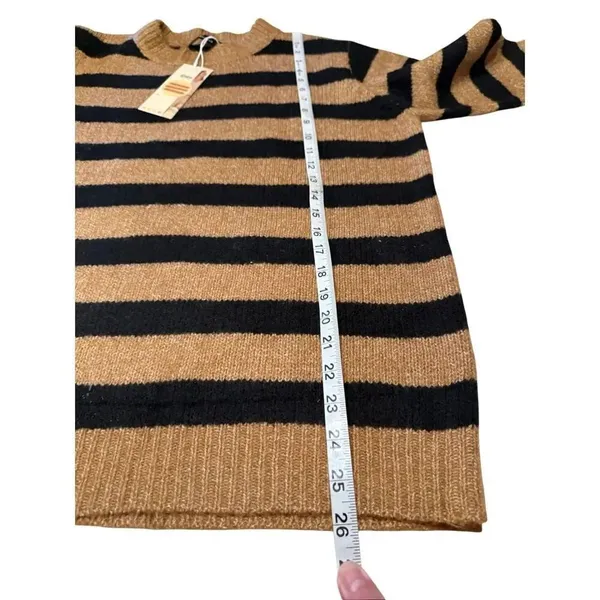 Dokotoo Wool Blend striped crew neck sweater Sz L Brown/Black NWT - Image 7