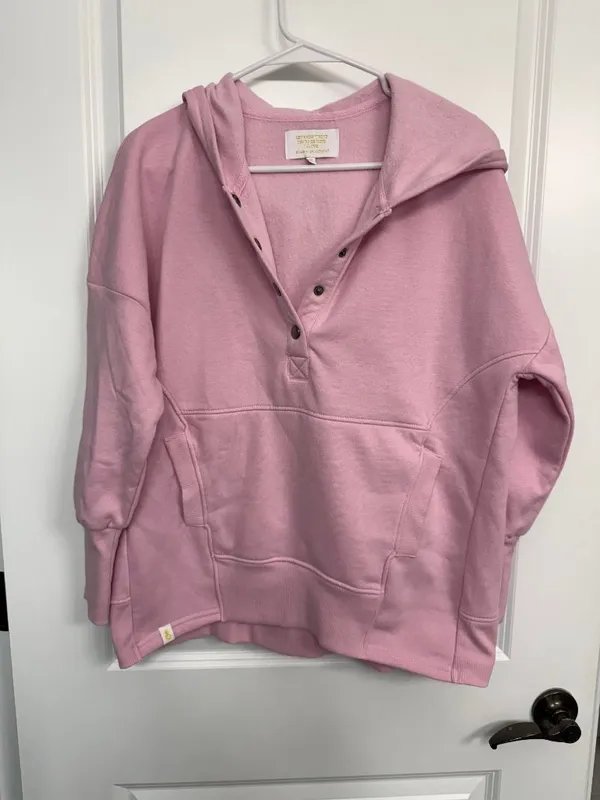 Simply Southern Pink Quarter-Snap Hooded Pullover Size S - Image 3