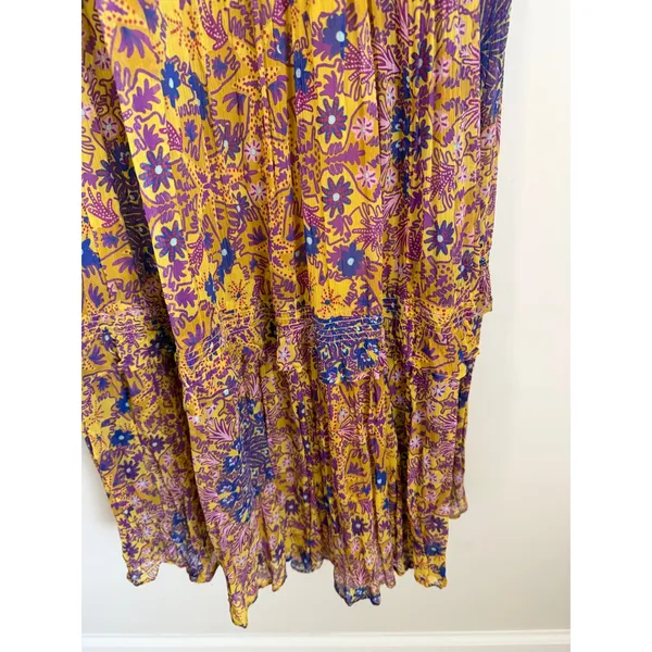 Anthropologie Chiffon Maxi Dress Womens Medium Semi Sheer Mandala Print - Image 4