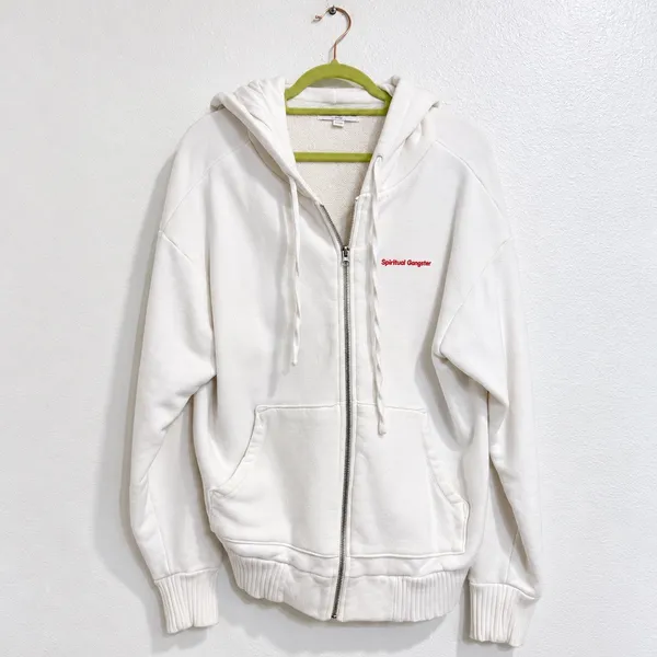Spiritual Gangster Palm Finn Zip Hoodie Stone Rainbow Sz M - Image 2