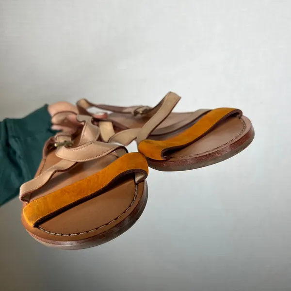 Cole Haan Minetta Leather Ankle Strap Sandals Orange Tan Buckle Women Size 7‎ - Image 4