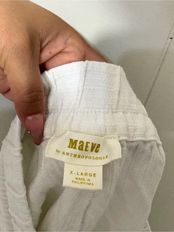 Maeve Anthropologie Linen Blend Pull-On Shorts White XL Drawstring Pockets - Image 6