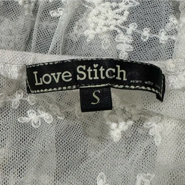 Lovestitch White Sheer Lace Shirt Top Women's Small - Image 2