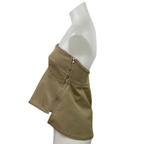 Zara Womens Brown Sleeveless Strapless Zip Peplum Tank Tube Blouse Top Size S - Image 2