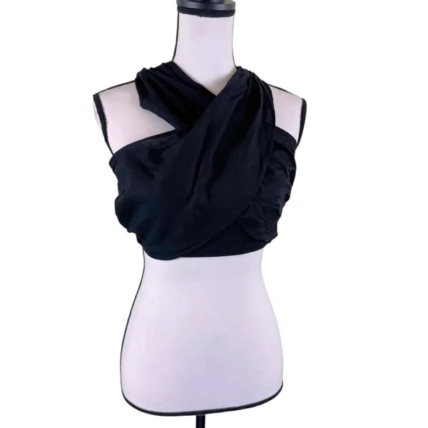 Aakaa Mary Pant Set Halter Top Size Small Black Smocked Wrap NWT - Image 6