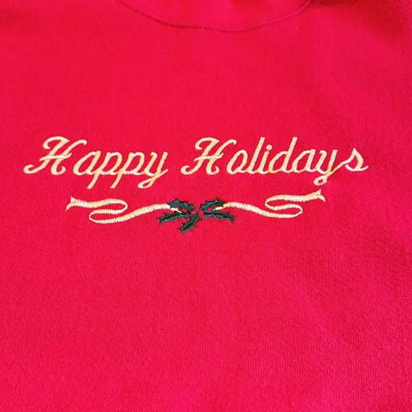 Lee Vintage 90s Happy Holidays Ugly Christmas Holiday Red Sweater Womens Large - Image 6