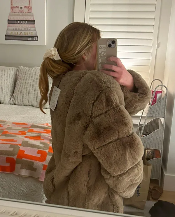 Fur Jacket Tan Size L - Image 4