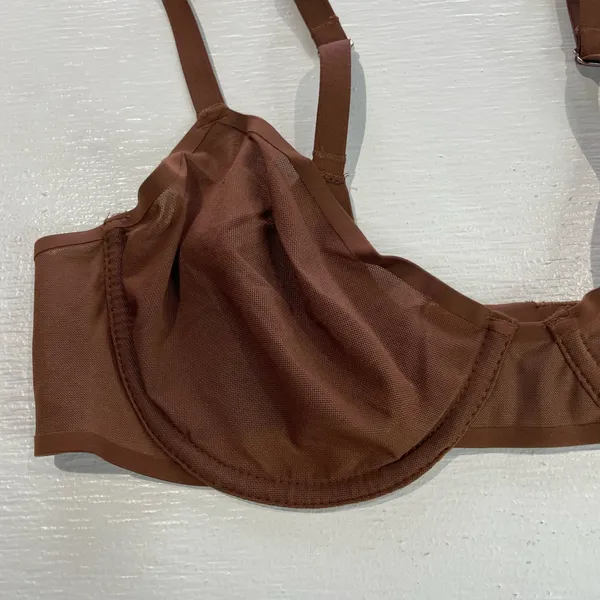 New Aerie SMOOTHEZ Mesh Unlined Underwire Balconette Bra Brown Size 36C - Image 6