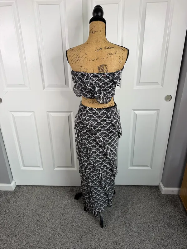 Thirty/Thirty LA Black Mesh Two Piece Maxi Skirt Crop Top Set Sz M NWOT - Image 10