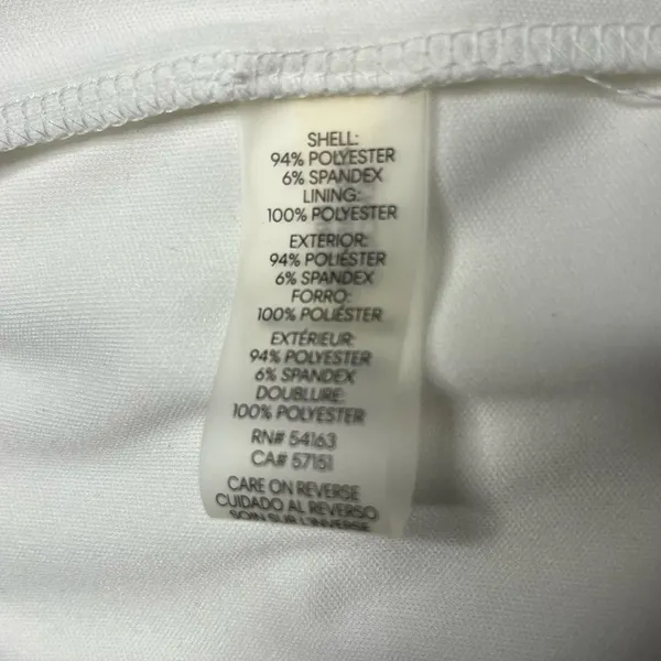 CALVIN KLEIN White Dress Puff Sleeve High Waist Lined Scuba Crepe Size 8 - Image 10
