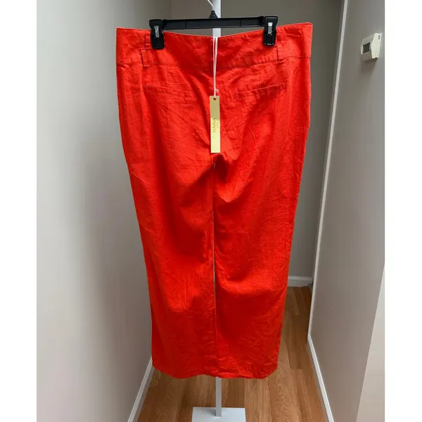 NEW NANA USA Wide Leg Pants Womens 2XL Orange Red Linen Blend Casual Minimalist - Image 3