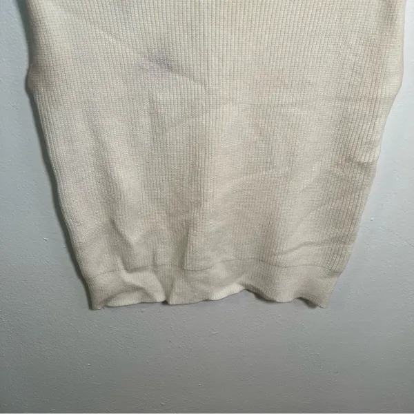 Fashion Women's Size Small Shoulder Pad Sleeveless Jumper Sweater Cream White - Image 10