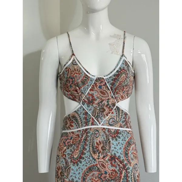 Blue B Collection Women’s Maxi Dress Paisley Boho Strappy V-Neck Beach Resort S - Image 3