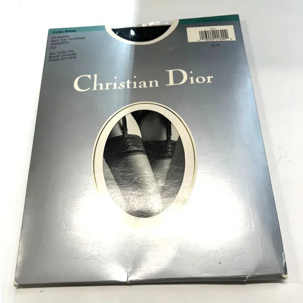 Set of 3 New Vintage Christian Dior hosiery sheer lace thigh-high Black tall 10 - Image 4