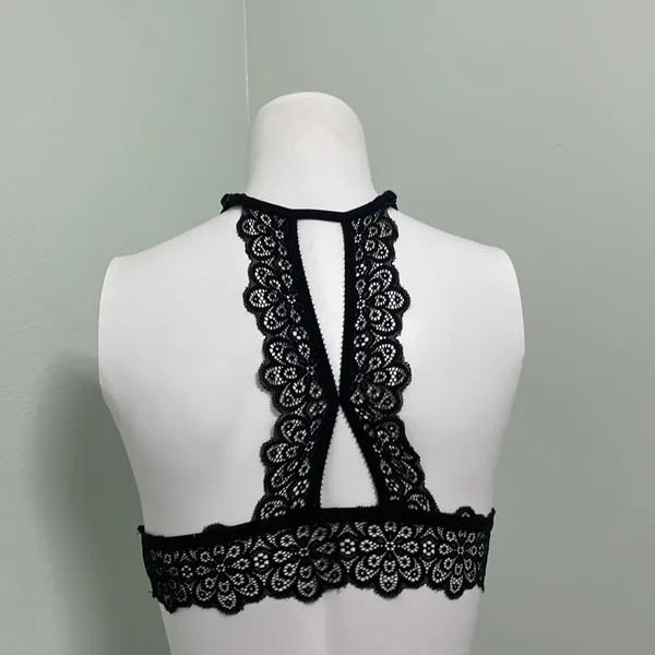 Aerie Nordic High Neck Black Lace Bralette - Image 9
