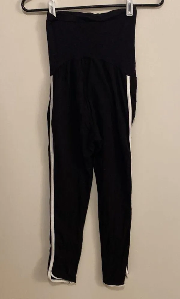 Motherhood, maternity size M, black, stretchy pants with white stripe - Image 2