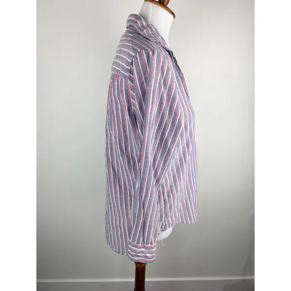 Grayson The Hero Striped Button Down Shirt Cotton Blue Red Size 01 Small - Image 14