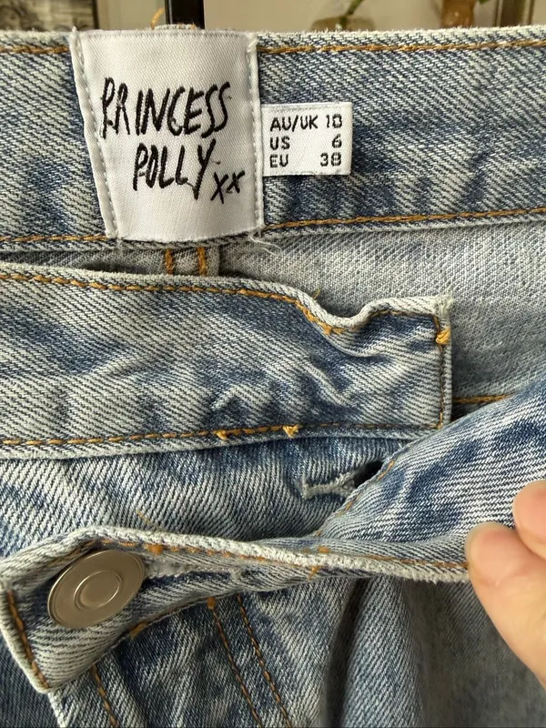 Princess Polly Cross Front Button Fly Slightly Taper Leg Denim Jeans 6 - Image 5