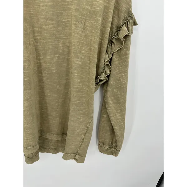 Pilcro Anthropologie Women Medium Moss Green‎ Ruffle Open Back Tunic Tee R20 - Image 4