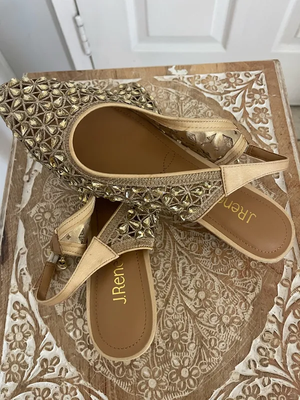 J Renne Gold Embellished Slip -On Mules - Image 13