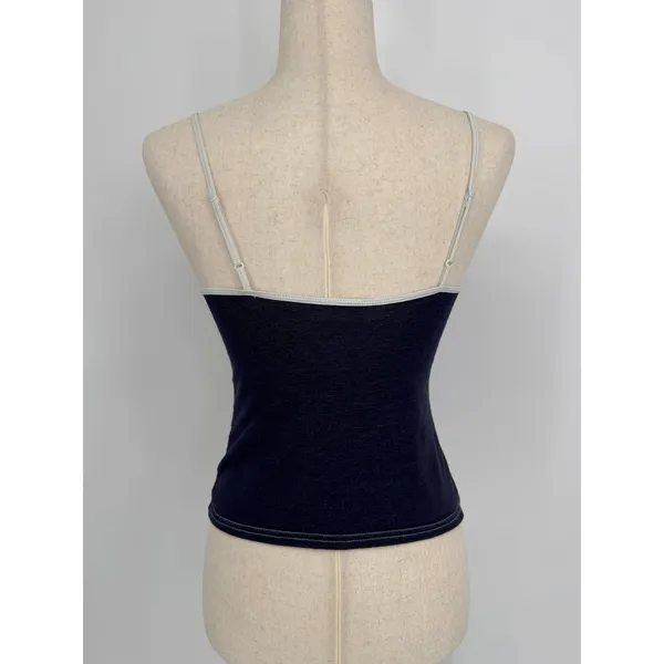 Vintage Y2K Xhilaration Lace Trim Cami Tank Top Medium Navy Babydoll Coquette - Image 5