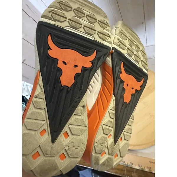 Under Armour Project Rock 3 Summit White Rogue Orange Womens 8 Training Shoes - Image 11