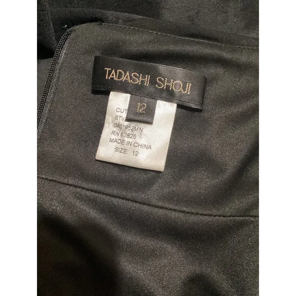 Tadashi Shoji Black Ruched V Neck Sheath Dress Size 12 - Image 6